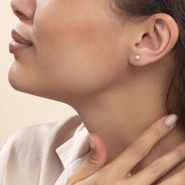 Boucles D'oreilles Puces Ayana Argent Blanc - Boucles d'oreilles fantaisie Femme | Histoire d’Or