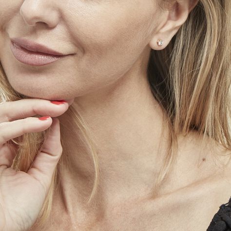 Boucles D'oreilles Puces Yléna Plaqué Or Jaune Oxyde De Zirconium - Boucles d'oreilles fantaisie Femme | Histoire d’Or