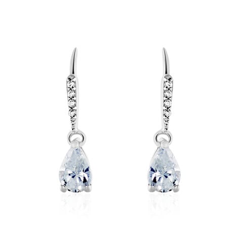 Boucles D'oreilles Pendantes Adib Or Blanc Oxyde De Zirconium - Boucles d'oreilles pendantes Femme | Histoire d’Or