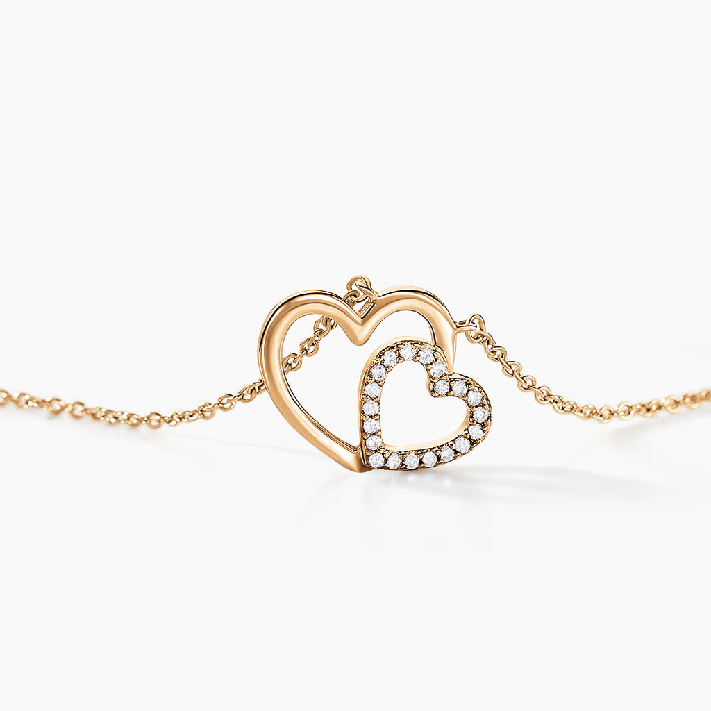 Collier Ras De Cou En Forme De Cœur Plaqué Or - Longueur 36-40 Cm - Occasion