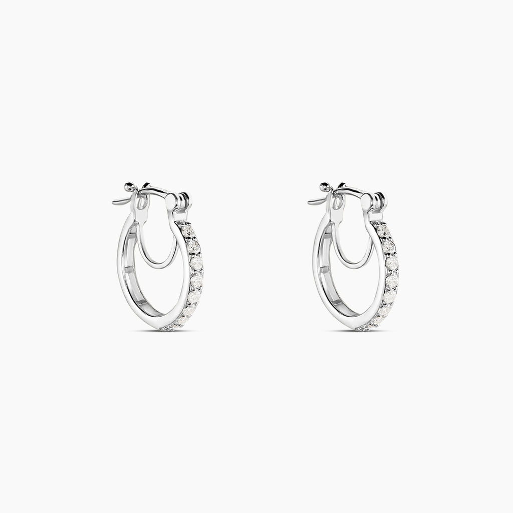 Cr&eacute;oles Pasha Argent Blanc Oxyde De Zirconium - Boucles d'oreilles cr&eacute;oles Femme | Histoire d&rsquo;Or