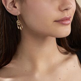 Boucles D'oreilles Plaqué Or Jaune Attrape Rêves Turquoises - Boucles d'oreilles fantaisie Femme | Histoire d’Or