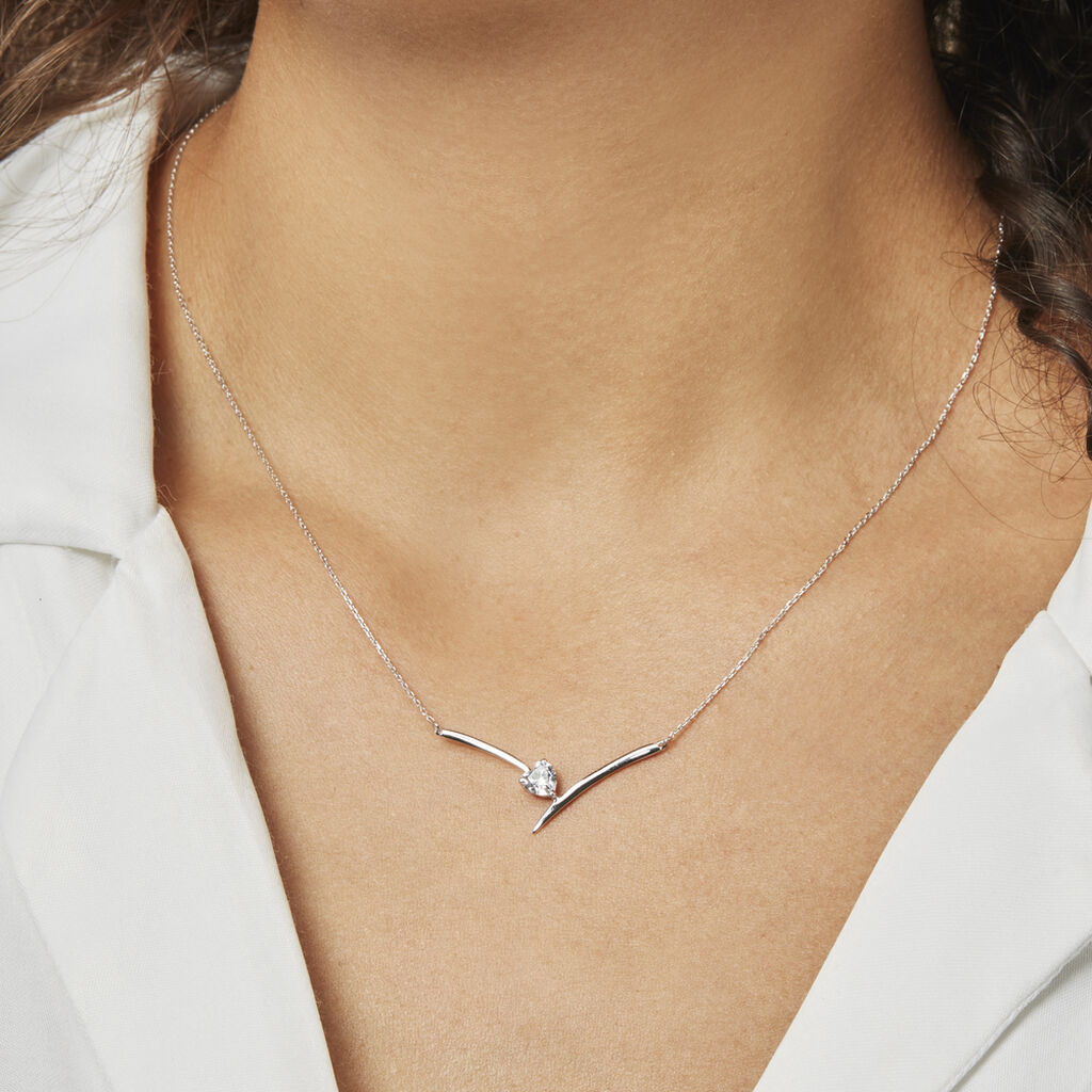 Collier Valeriana Or Blanc Oxyde De Zirconium - Colliers Femme | Histoire d’Or