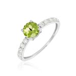 Bague Or Blanc Monroe P&eacute;ridot Oxydes De Zirconium - Bagues solitaires Femme | Histoire d&rsquo;Or