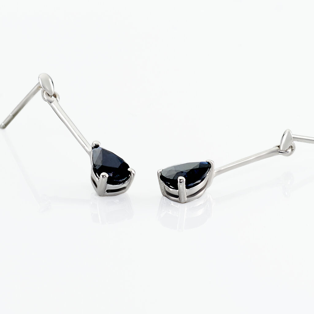 Boucles D'oreilles Pendantes Goutte Or Blanc Saphir - Boucles d'oreilles pendantes Femme | Histoire d’Or