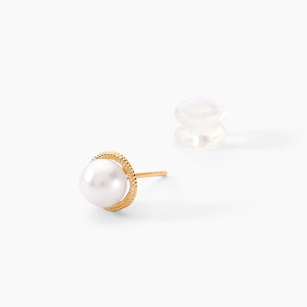 Boucles D'oreilles Puces Siera Or Jaune Perle De Culture - Clous d'oreilles Femme | Histoire d’Or