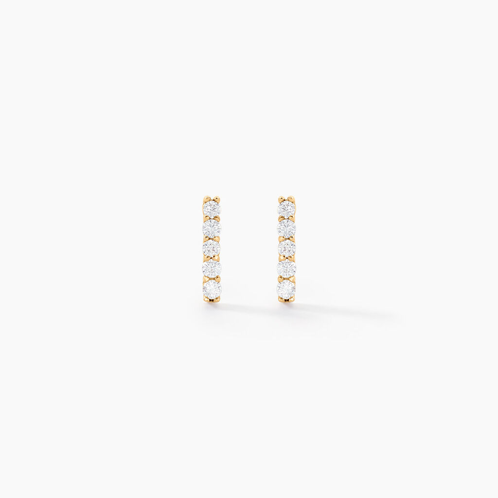 Boucles D'oreilles Puces Damion Or Jaune Oxyde De Zirconium - Clous d'oreilles Femme | Histoire d&rsquo;Or