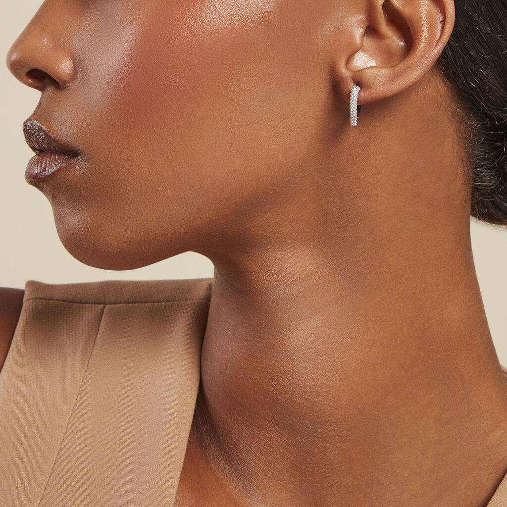 Créoles Declaration Argent Blanc Oxyde De Zirconium - Boucles d'oreilles créoles Femme | Histoire d’Or
