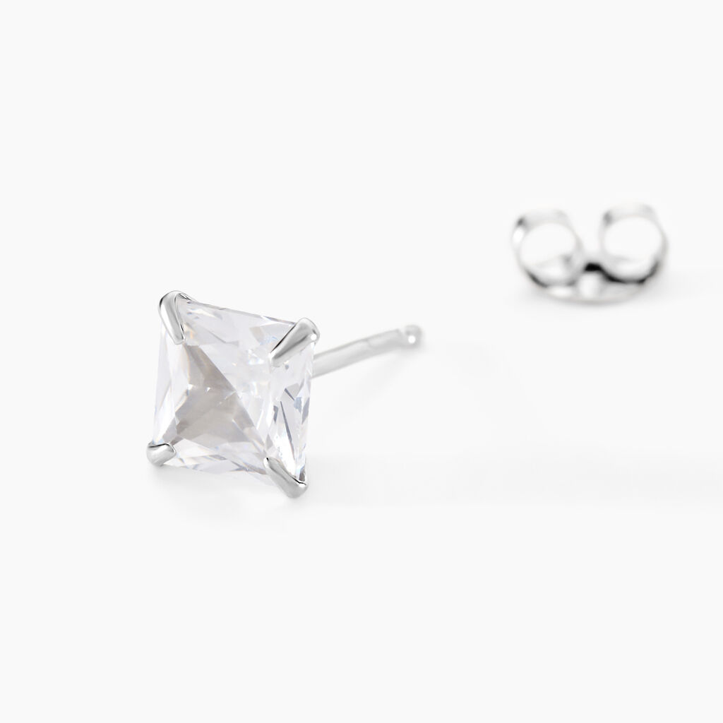 Boucle D'oreille Puce Unitaire Paco Argent Blanc Oxyde De Zirconium - Boucles d'oreilles fantaisie Homme | Histoire d’Or