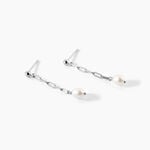 Boucles D'Oreilles Pendantes Silviane Argent Blanc Perle De Culture - Boucles d'oreilles fantaisie Femme | Histoire d&rsquo;Or