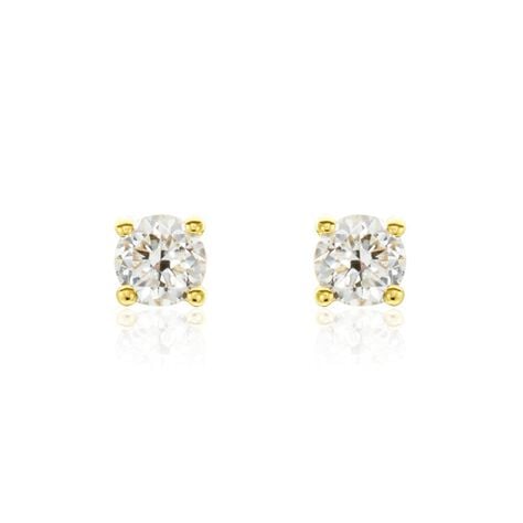 Boucles D'oreilles Puces Or Jaune Victoria Diamants - Clous d'oreilles Femme | Histoire d&rsquo;Or