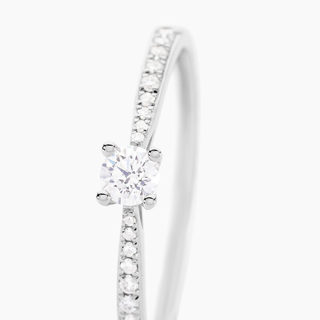 Bague Solitaire Hemera Or Blanc Diamant - Bagues solitaires Femme | Histoire d&rsquo;Or