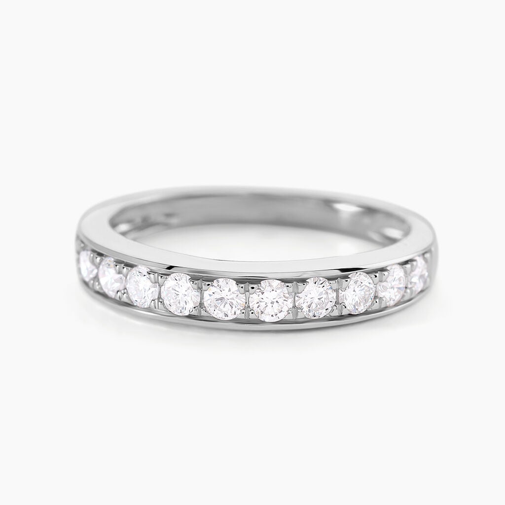 Demi-alliance Or Blanc  Valentine Diamant Synthetique - Alliances 18 carats Femme | Histoire d&rsquo;Or
