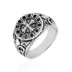 Bague Achille Acier Blanc Oxyde Noir - Bagues avec pierre Homme | Histoire d&rsquo;Or