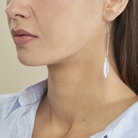 Boucles D'oreilles Pendantes Euriell Argent Blanc - Boucles d'oreilles fantaisie Femme | Histoire d’Or