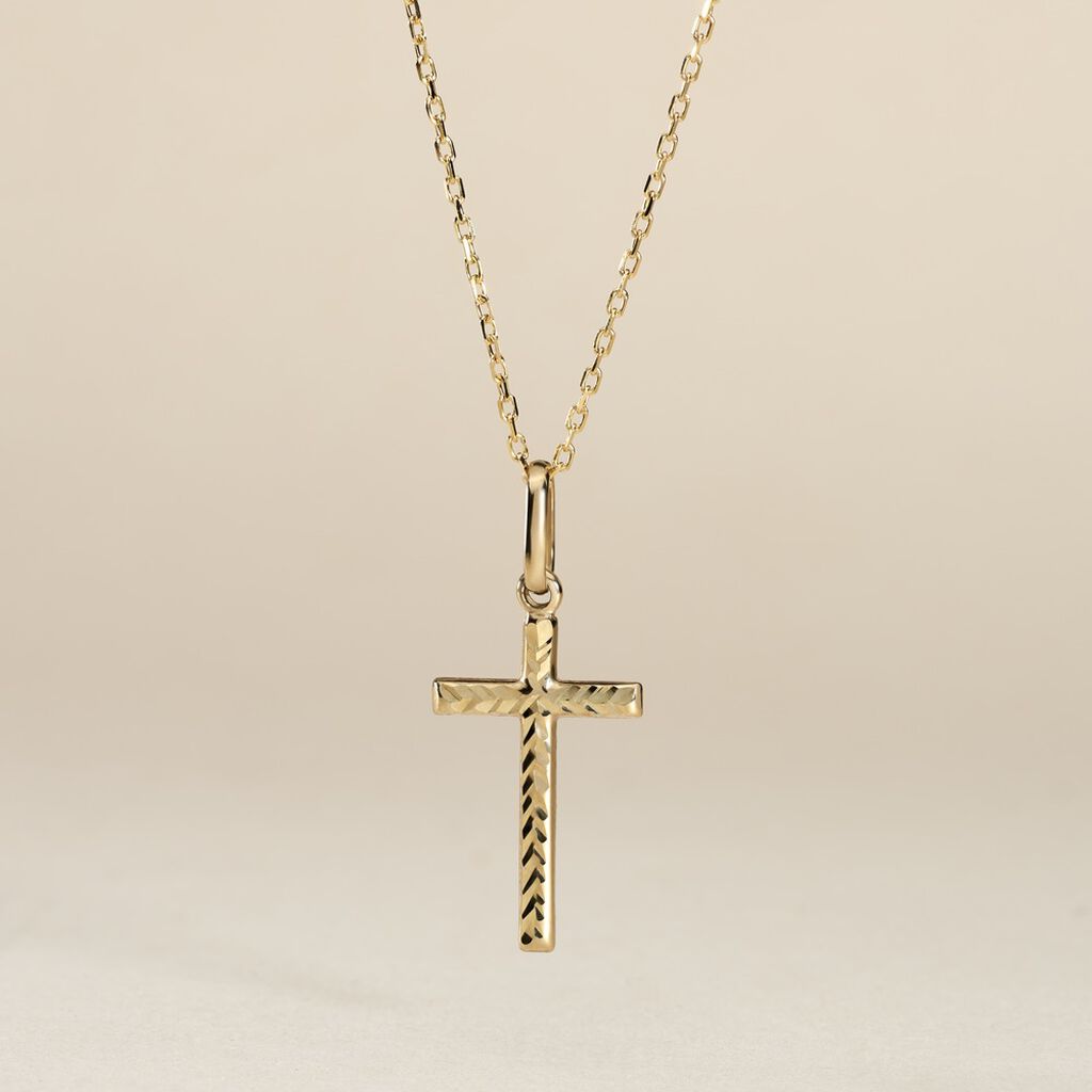 Pendentif Benny Croix Ciselee Or Jaune - Pendentifs Communion Femme | Histoire d&rsquo;Or