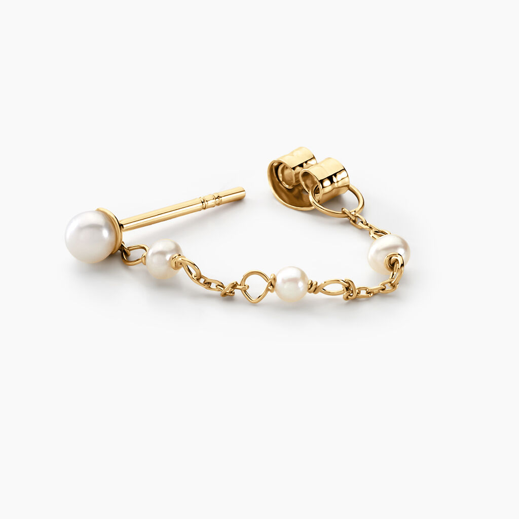 Boucles D'oreilles Pendantes Or Jaune Tiny Pearls Perle - Boucles d'oreilles pendantes Femme | Histoire d’Or