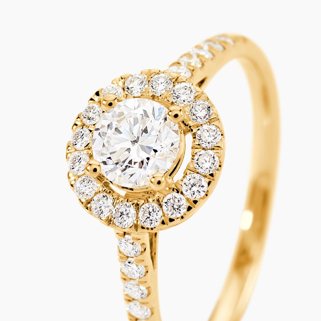 Bague Mentoura Or Jaune Diamant Synth&eacute;tique - Bagues solitaires Femme | Histoire d&rsquo;Or