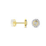 Boucles D'oreilles Puces Rosangela Or Bicolore Diamant Blanc - Clous d'oreilles Femme | Histoire d&rsquo;Or