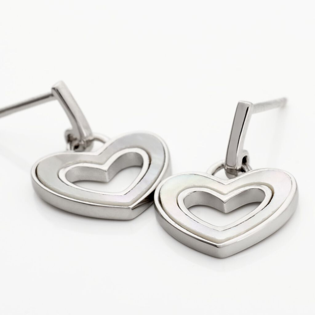 Boucles D'oreilles Pendantes Clarity Argent Blanc Nacre - Boucles d'oreilles fantaisie Femme | Histoire d’Or