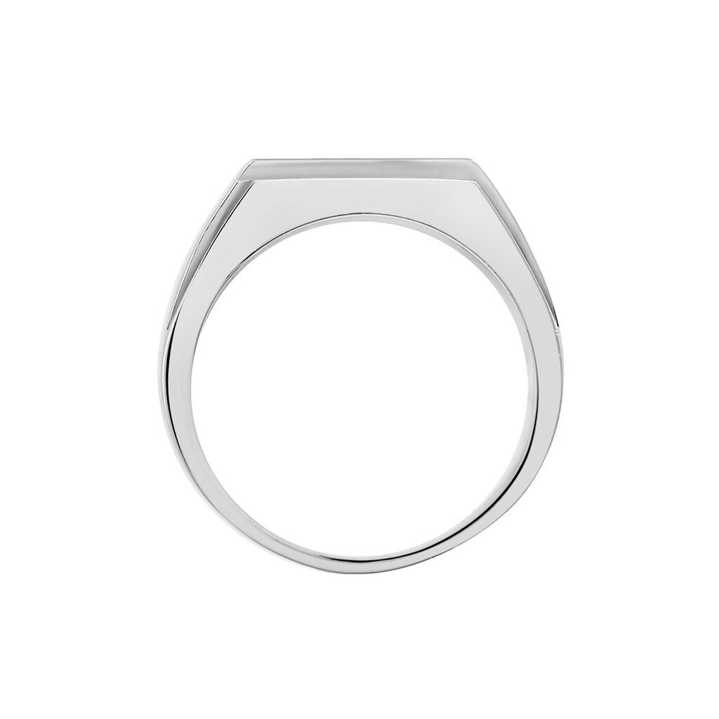 Bague Chevalière Acier Vieillit Teodor Oxydes De Zirconium - Bagues avec pierre Homme | Histoire d’Or