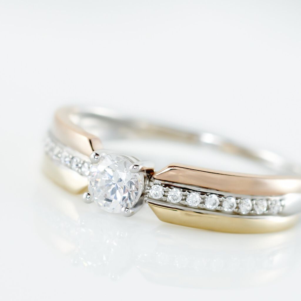 Bague Or Tricolore Perseus Oxyde De Zirconium - Bagues solitaires Femme | Histoire d&rsquo;Or