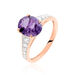Bague Marie-camille Or Rose Amethyste Et Oxyde De Zirconium - Bagues solitaires Femme | Histoire d’Or