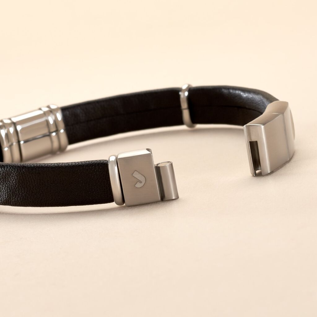 Bracelet Jourdan Cuir Noir - Bracelets Homme | Histoire d&rsquo;Or