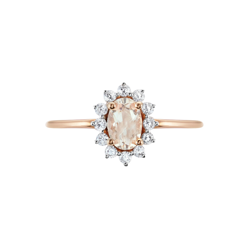 Bague Jozsua Or Rose Morganite Peche Oxyde De Zirconium - Bagues solitaires Femme | Histoire d’Or