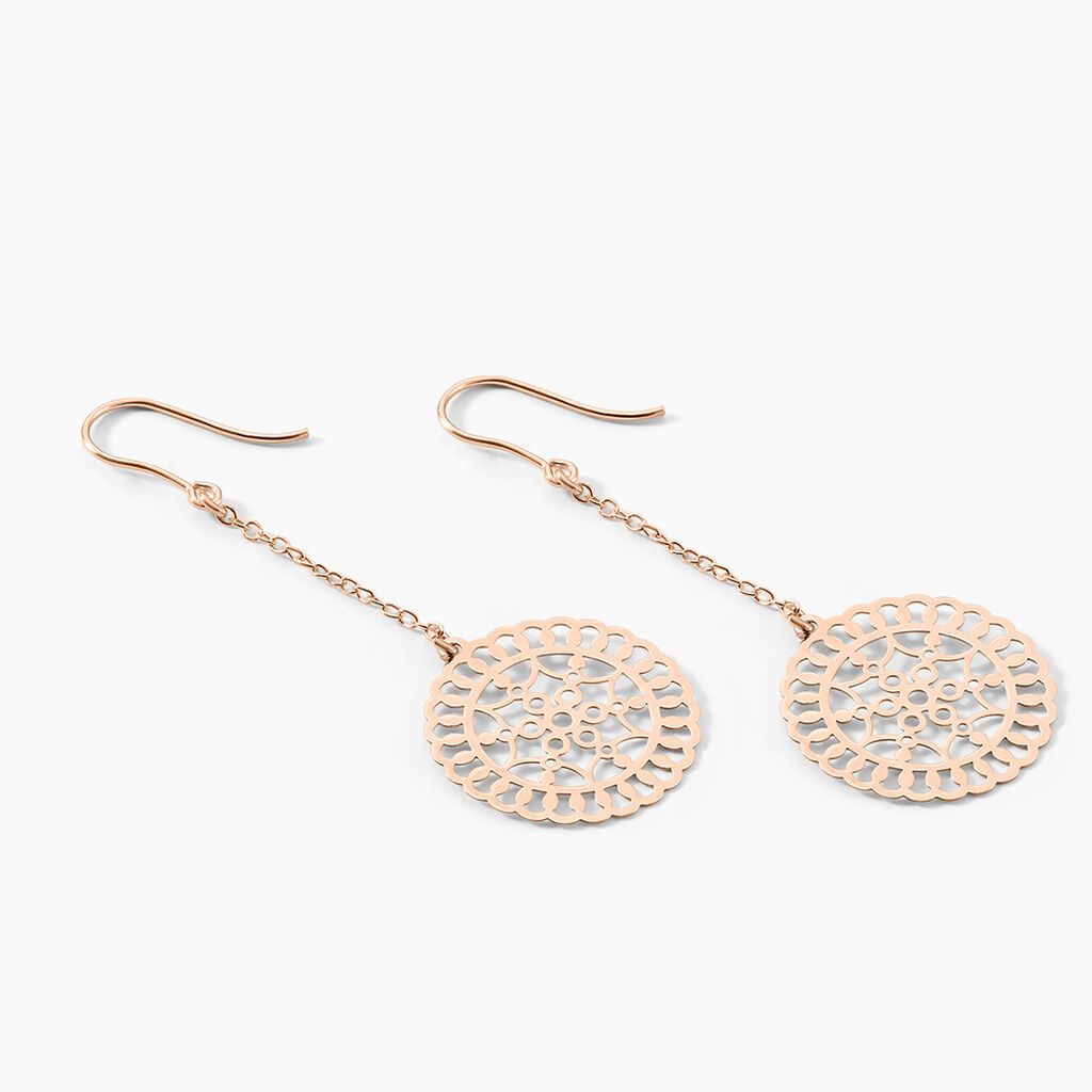 Boucles D'oreilles Pendantes Rotonda Argent Rose - Boucles d'oreilles fantaisie Femme | Histoire d’Or