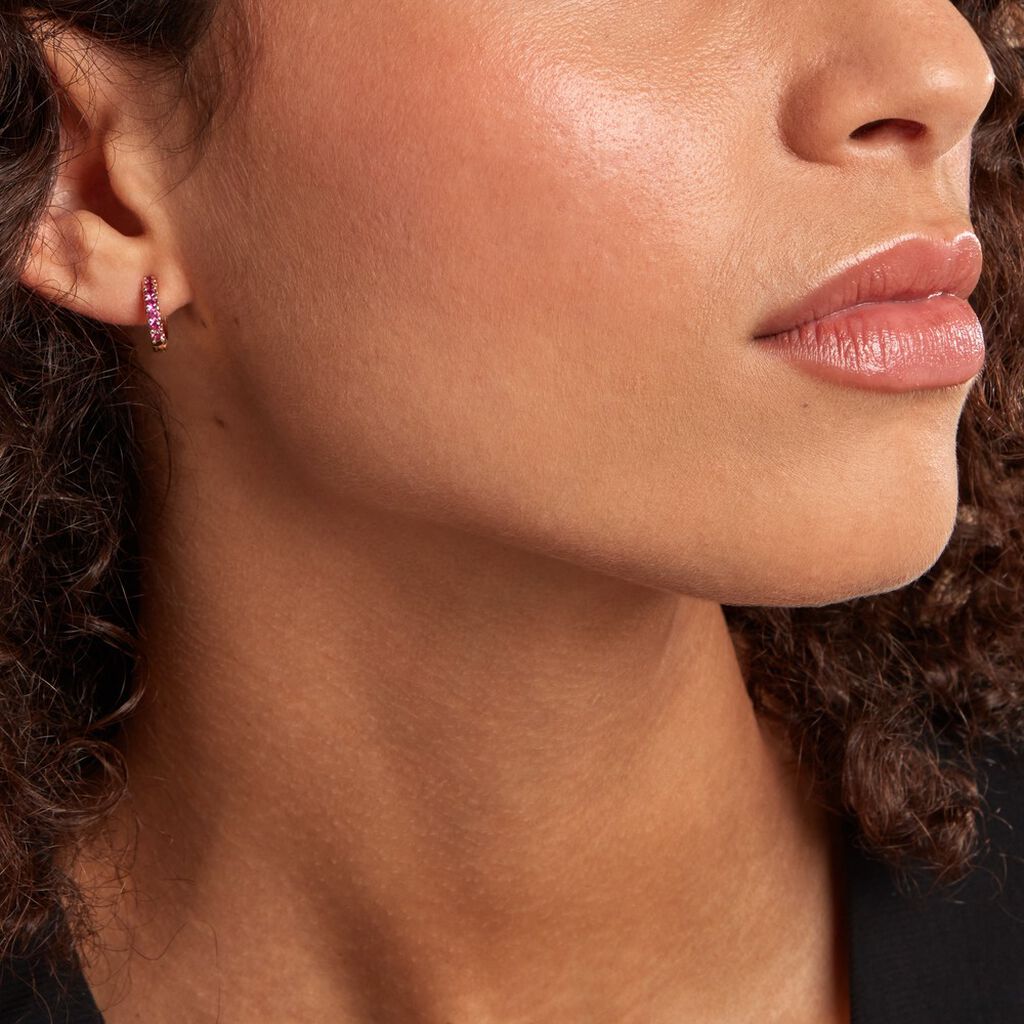Créoles Marty Plaqué Or Jaune Spinelle Synthétique - Boucles d'oreilles créoles Femme | Histoire d’Or