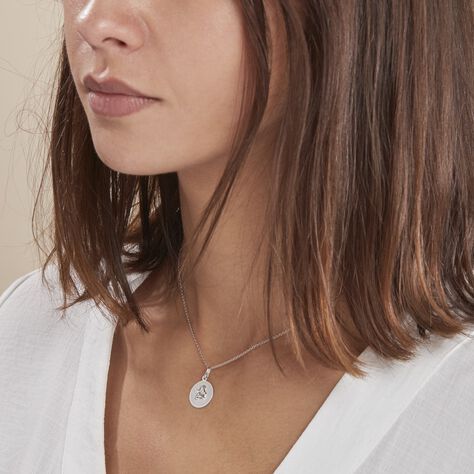 Pendentif Ange Rond Satine Or Blanc - Cadeaux de naissance Enfant | Histoire d’Or