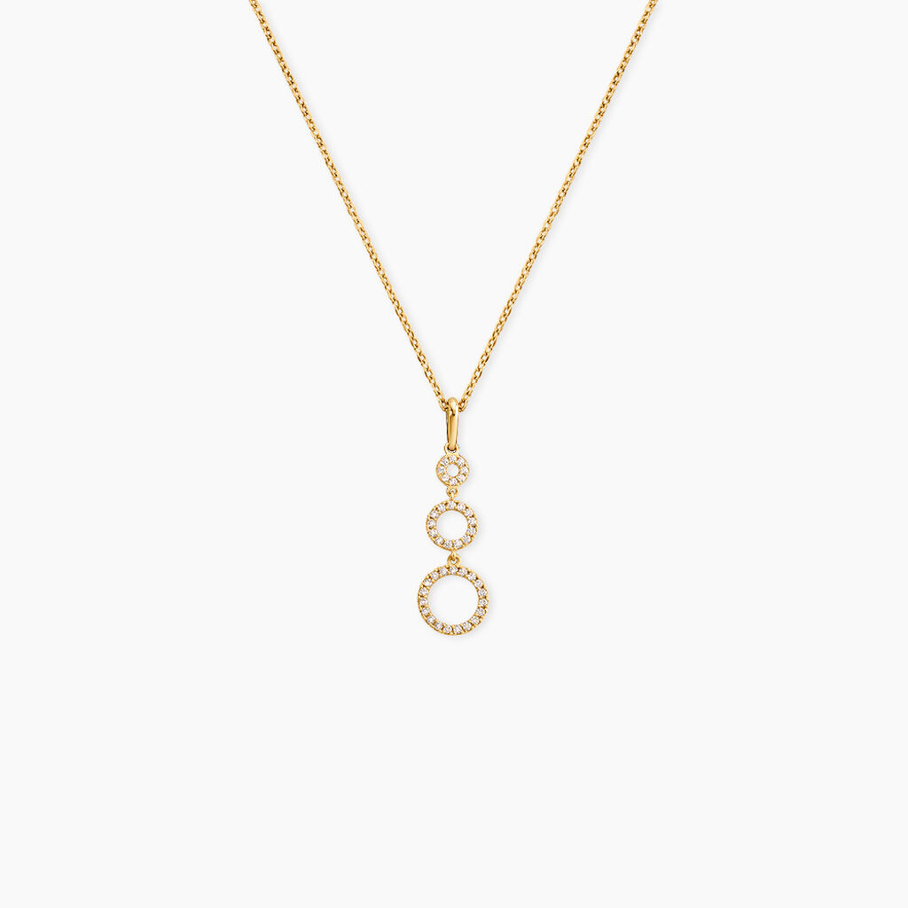 Collier Camron Argent Dor&eacute; A L'Or 750/1000 Oxyde De Zirconium - Bijoux avec pierres Femme | Histoire d&rsquo;Or