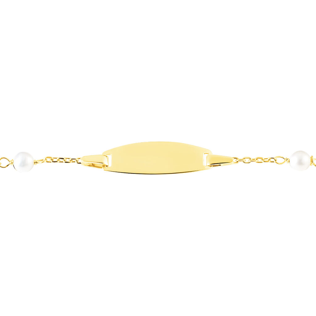 Bracelet Identité Gaspardine Maille Forçat Or Jaune Perle De Culture - Bracelets Communion Enfant | Histoire d’Or