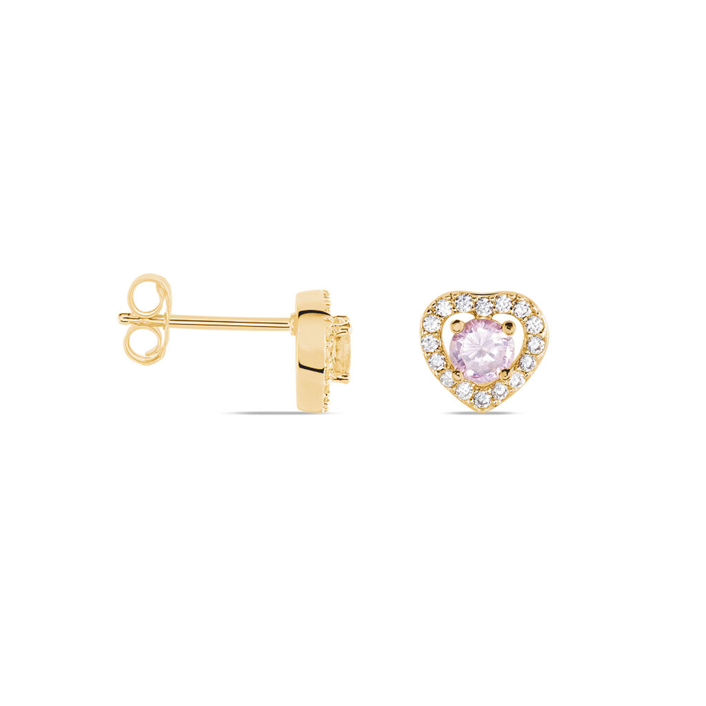 Boucles D'oreilles Puces Plaqué Or Jaune Alais Oxyde De Zirconium - Boucles d'oreilles fantaisie Femme | Histoire d’Or