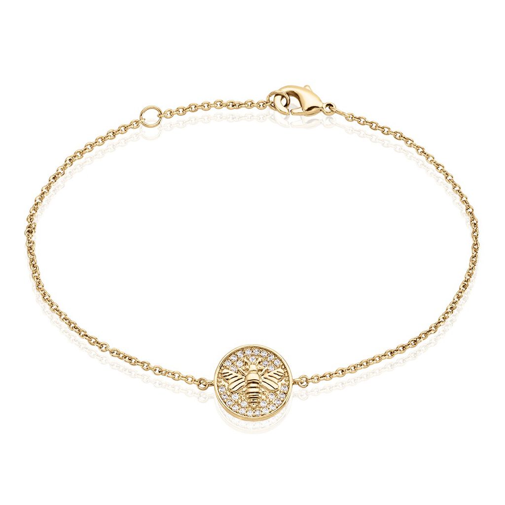 Bracelet Abelha Plaqu&eacute; Or Jaune Oxyde De Zirconium - Bracelets Femme | Histoire d&rsquo;Or