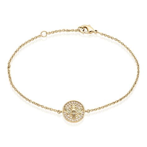 Bracelet Abelha Plaqu&eacute; Or Jaune Oxyde De Zirconium - Bracelets Femme | Histoire d&rsquo;Or