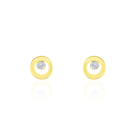 Boucles D'oreilles Puces Edmee Cercle Or Jaune Oxyde De Zirconium - Clous d'oreilles Femme | Histoire d’Or
