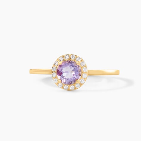 Bague Najib Or Jaune Am&eacute;thyste Oxyde De Zirconium - Bagues solitaires Femme | Histoire d&rsquo;Or