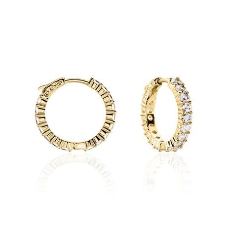 Créoles Zoelia Plaqué Or Jaune Oxyde De Zirconium - Boucles d'oreilles créoles Femme | Histoire d’Or