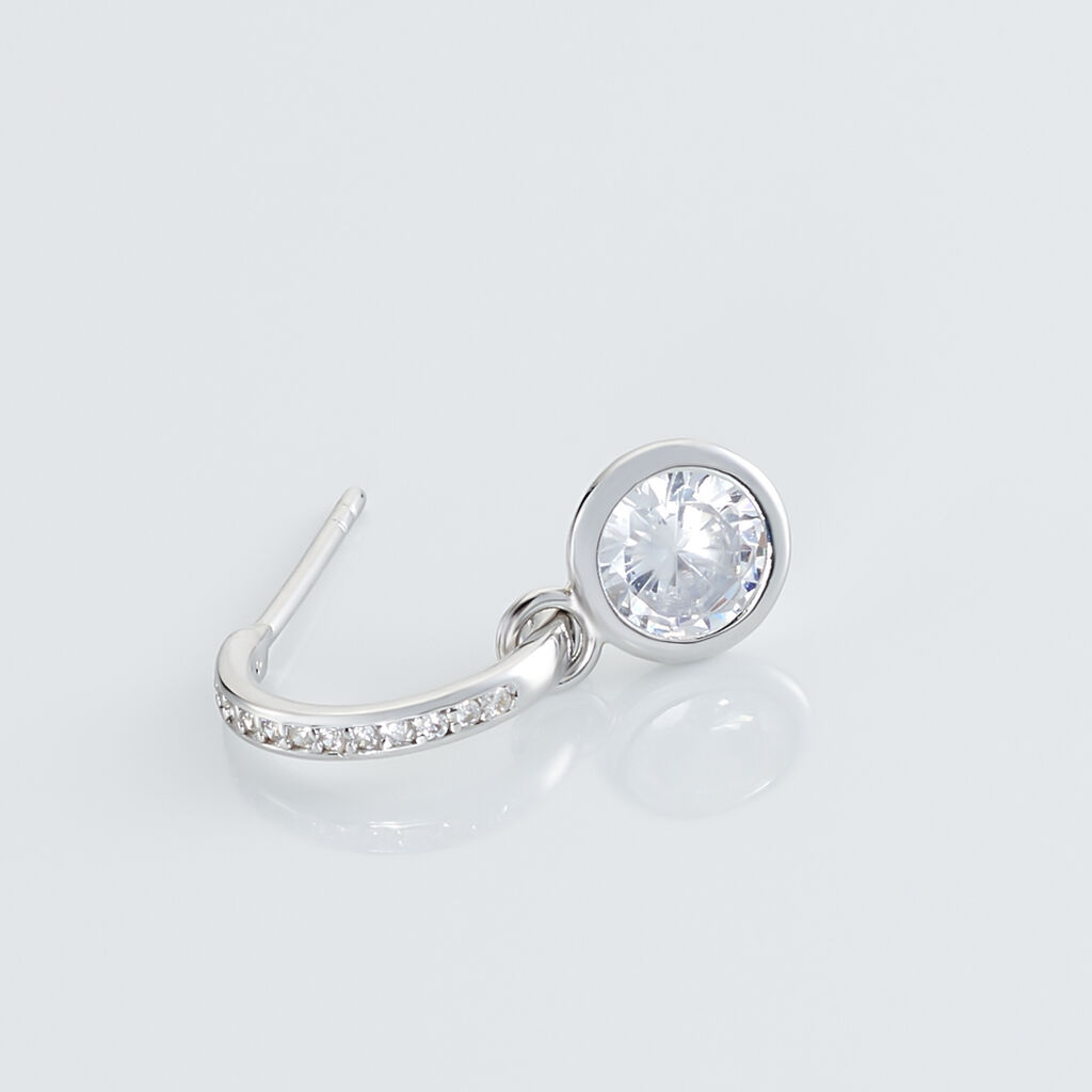 Créole Unitaire Ancelin Rondes Argent Blanc Oxyde De Zirconium - Boucles d'oreilles créoles Femme | Histoire d’Or