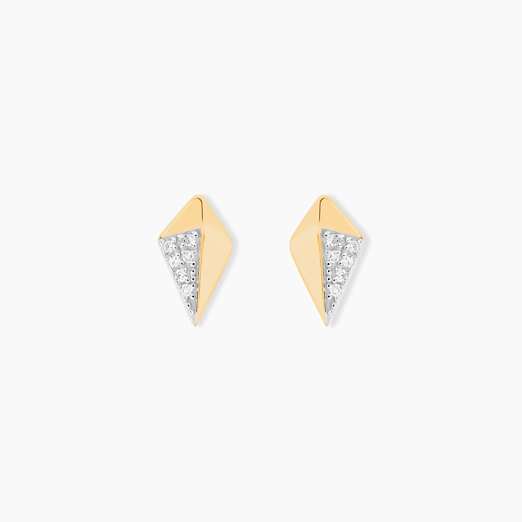 Boucles D'oreilles Puces Lizia Or Jaune Diamant - Clous d'oreilles Femme | Histoire d&rsquo;Or