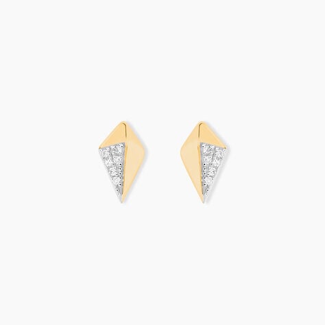 Boucles D'oreilles Puces Lizia Or Jaune Diamant - Clous d'oreilles Femme | Histoire d&rsquo;Or