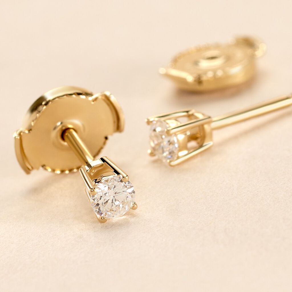 Boucles D'oreilles Puces Or Jaune Aphrodite Diamants - Clous d'oreilles Femme | Histoire d’Or