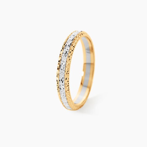 Alliance Multi Facettes Diamantee Demi Jonc Classique Or Bicolore - Alliances Unisex | Histoire d&rsquo;Or