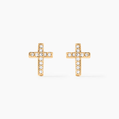 Boucles D'oreilles Puces Fatos Plaqué Or Oxydes De Zirconium - Boucles d'oreilles fantaisie Femme | Histoire d’Or