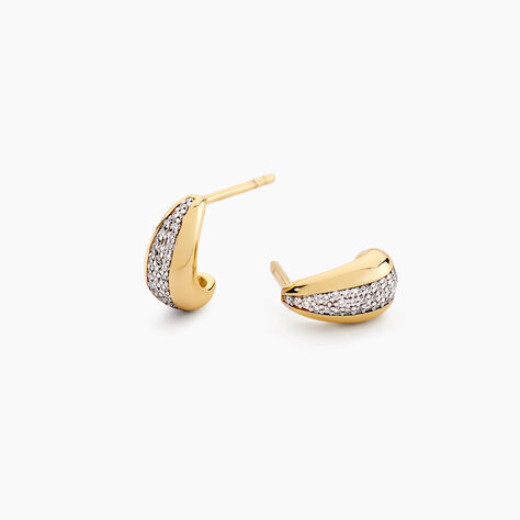 Cr&eacute;oles Sunset Riviera Argent Dor&eacute; A L'Or 750/1000 Oxyde De Zirconium - Cr&eacute;oles fantaisie Femme | Histoire d&rsquo;Or