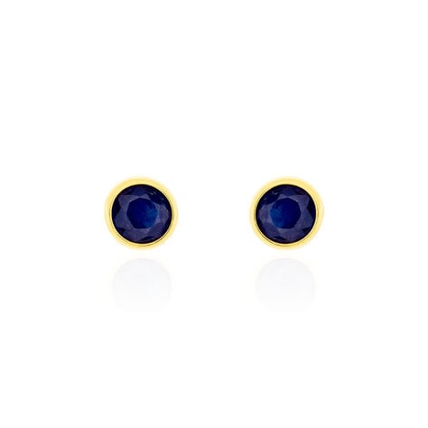 Boucles D'oreilles Puces Edy Serti Clos Or Jaune Saphir - Clous d'oreilles Femme | Histoire d’Or