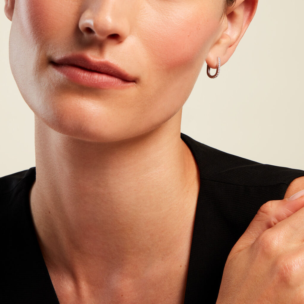 Créoles Caliste Argent Blanc Oxyde De Zirconium - Boucles d'oreilles créoles Femme | Histoire d’Or