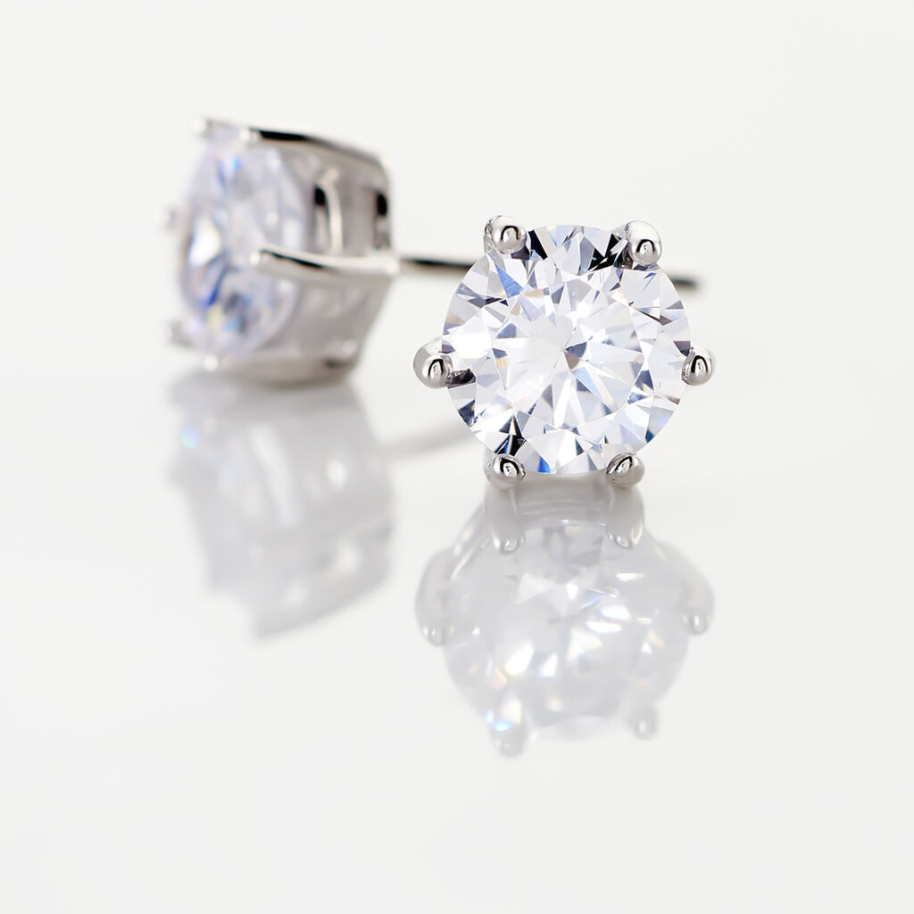 Boucles D'oreilles Puces Kylianna Argent Blanc Oxyde De Zirconium - Boucles d'oreilles fantaisie Femme | Histoire d’Or